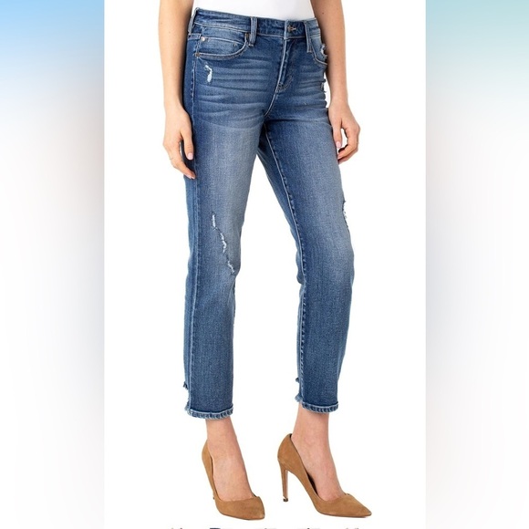Liverpool Kennedy Crop straight leg NWT distressed soft denim jeans stitch fix - Picture 3 of 16